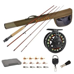 Aventik Extreme Fliegenfischer-Komplettset, Starter-Set mit Fliegenrute und Rolle für Schnurklassen 0/1/2/3/4/5/6, inklusive Transportetui (2,74 m LW5/6 Fliegenruten-Kit)