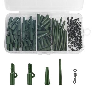 120 Stück Karpfen Zubehör Set mit Sicherheits Clips, Anti Tangle Ärmel und Tail Gummi für den Erfolg beim Karpfenangeln