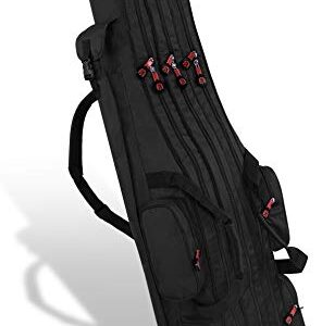 Ergänzte Angel-Tasche für großzügige Fänge, normani XXL Angel Tasche Futteral 190cm oder 210cm Rutentasche Anglerrucksack - 8 Taschen für 6 Ruten und Kescher Farbe Dunkelschwarz Größe 210 cm