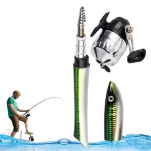 Reise-Angelruten-Set mit tragbarer Angelrute, Fischform und Spinnrolle - perfekt für Outdoor-Angler