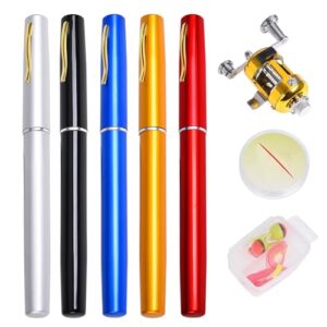 Tragbare Angelstift-Taschen-Angelrute mit kompaktem Design und schwarzer Trommel-Angelrolle