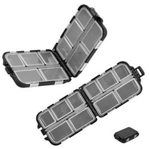 Fishing Tackle Box, Kunststoff Wasserdicht Angelkasten, Professionelle Angel Zubehör Aufbewahrungsbox, Haken Köder Angelbox für Angelzubehör, 10 Fächer, Schwarz