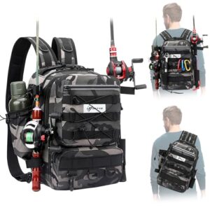 Grosse Angel-Tasche mit Rutenhalter und Wasserdichtem Oxford-Stoff, ideal für Angeln, Jagd, Reisen oder Wandern.