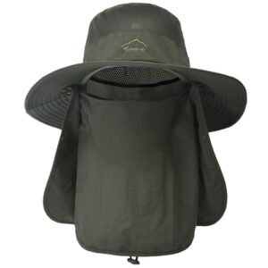 Fischerhut Herren mit breiter Krempe, mesh Tropenhut für Outdoor-Aktivitäten, faltbarer Sonnenhut mit Gesichtsbedeckung und Nackenklappe