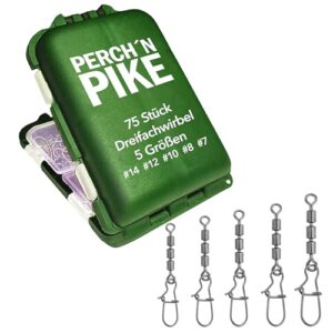 PERCH`N PIKE Dreifachwirbel Set, Spinnfischen Angelwirbel, 5 Größen Sbirolino Wirbel für Forellen, Angelzubehör zum Forellenspinnen