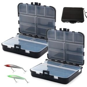 2 Stücke Köderbox Angeln, Doppelschichtig Tackle Box Angeln 12 Fächer Angelbox mit Handseil und Verstellbaren Einzelfächern Angel Zubehör für Aufbewahren Angelködern - perfekte Kombination aus Praktikabilität und Design
