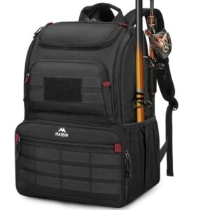 Wasserdichter Angelrucksack mit Kühler und Molle-Gurten für Angeln, Camping und Wandern. Rutenhalter und Anti-Diebstahl-Tasche für maximale Sicherheit.