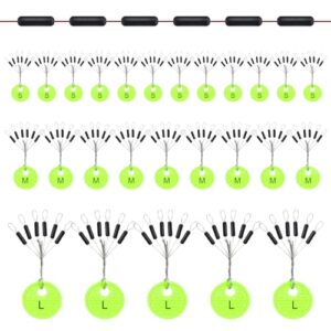 Annyswit 150 Stück Gummistopper Angeln 6 in 1 Schnurstopper Angeln Klein S & M & L Zylindrisch Stopper Gummiperlen Angeln Forelle für 0,1–0,43mm Linie Stopper Angeln und Sinker Stops