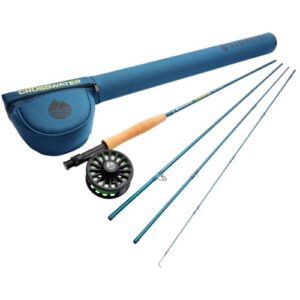 Redington Crosswater Fliegenfischen Outfit 4-teilige 9' 5WT Fliegenrute mit Crosswater Rolle Rio Mainstream WF5F Fliegenschnur Reiseetui Starter Set für Einsteiger