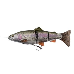 Gummifisch Savage Gear 4D Line Thru Trout, langsam sinkender Hechtangelfisch in der Farbe Regenbogen für das Angeln in einem Gewässer