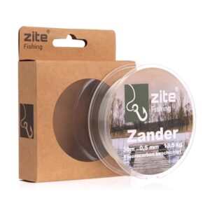 Zite Fishing Fluorocarbon Vorfachschnur für Zander, 0,50mm dick und 30 Meter lang, mit Fluoro-Beschichtung und hoher Tragkraft von 13,5kg, ideal für Jig & Dropshot Rigs