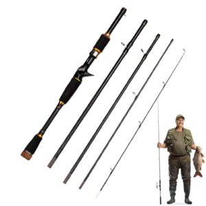 Leichte Carbonfaser-Angelrute für Spin-Casting, 2,1 Meter abnehmbare Baitcasting-Rute mit langlebiger und vielseitiger Konstruktion für Süßwasser-Salzwasser-Pferdemaulfische und alle Angler