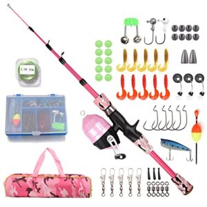 Lixada Angelset für Kinder, teleskopierbare Angelrute mit Köder Set und Tackle-Box