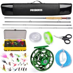 Fliegenrute und Rollen Komplettes Starterpaket mit Fall - Fliegenfischen Komplettes Sets 127 für Anfangsfliegenfischer, umfasst alles zum erfolgreichen Fischen