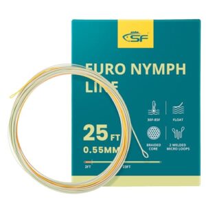 SF 25FT Kurze Euro Nymph Level Line Fliegenschnur mit verschweißter Schlaufe und ultradünner 0,55mm Dicke für Anfänger und Profis