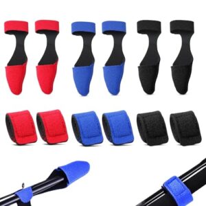Komplettes Set mit 12 Rutenbändern, Angelruten Gurten und Anti-Rutsch-Schutzkappen für die Organisation Ihrer Angelruten, verstellbar und elastisch, ideal für verschiedene Angelrutenarten