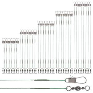 50 Stück Stahlvorfach Hecht, Vorfächer mit Wirbel Karabiner für Angeln in Süß und Salzwasser