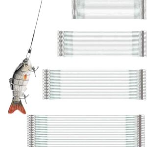 Stahlvorfach Set mit Karabiner Tönnchenwirbel für Hecht, Zander und andere Raubfische. 15cm, 20cm, 25cm und 30 cm, Tragkraft bis zu 15 kg.