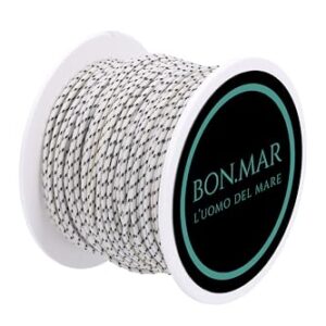 BON.MAR Leine aus Dyneema, Sk75, Rolle 50 m, weiß, schwarze Einsätze, Ø 1,5 mm, Angelleine für das Angeln in allen Tiefen, hochwertige und beständige Leine mit doppeltem Geflecht und Aramidfaser-Kern