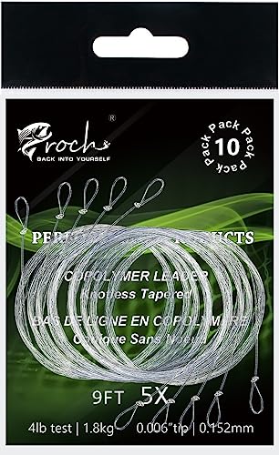 Croch Fly Angeln Konisch Vorfach mit Loop-9ft, 10er Pack, 4X. Hochwertiges Produkt für die Anfertigung von Fliegen.