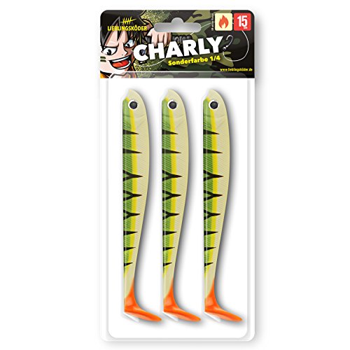 Lieblingsköder 15cm - 3 Gummifische in Charly-Farbe, ideal für die Jagd nach Hechten und Zandern