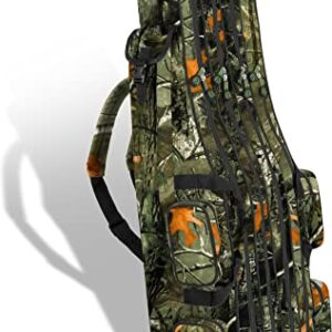 Ergonomische Angelrutentasche mit 4 Rutenfächern für bis zu 8 Ruten, Angeltasche mit Kescher und Rutenhalter, Rutenfutteral, 125cm - 190cm, Autumn Camo Farbe