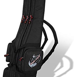 Wasserabweisende Angeltasche für Angelrucksack, Schwarz, 3 Innenfächer, Größe 170 cm