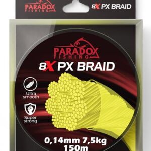 Paradox-Fishing 8X PX geflochte Angelschnur in Chartreuse gelber Farbe, geeignet für Spinnfischen