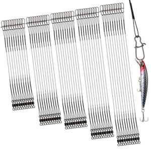 Stahlvorfahre für Fischangeln Set, 50 Stück, 5 Größen Vorfach Angeln Schwarz, Edelstahl Fischen Angelzubehör, Bissfeste Stahlvorfächer für Salzwasser Süßwasser