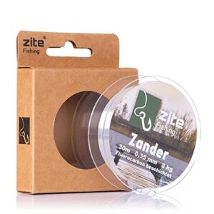 Zander-Angeln, Zite Fishing Fluorocarbon Vorfach-Schnur, monofile Angelschnur mit Fluoro-Carbon-Beschichtung, 0,35mm, 30m