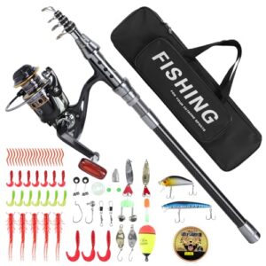 Fischereiausrüstung, Teleskopangel, Angelrolle, Angelrute, Kombisatz für Salzwasser und Süßwasser