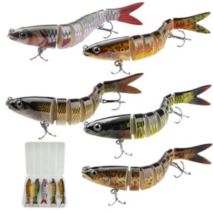 Angelkoeder, Kunstkoeder Wobbler Hecht, Fisch Koeder fuer Zander Barsch Forellen Swimbait lebensechter Angel koeder fuer Suess- und Salzwasser mit 5 Stueck