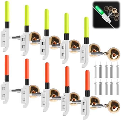 Angeln Alarm Glocke, Nachtlicht Knicklicht Angeln, Wasserdicht Licht Sticks mit Akku und Biss Alarm für Angelruten Infrarot LED Lichter für Nachtangeln