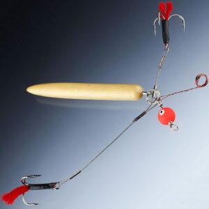 Balzer Matzes Auftriebssystem für Grundangeln, Köderfischmontage mit natürlichen Auftrieb und holzernen Stab zum Präsentieren der Angel