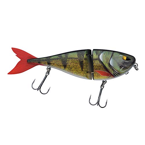 Berkley Zilla Jointed Pike Hecht Angelköder, 13,5 cm, Perch - ein natürlicher Biss durch langsam sinkende Konstruktion und hochwertige Fusion 19 Drillinge