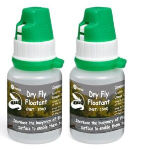 Dry Fly Floatant, ein hochwertiges Fliegenfischen Zubehör, das die Oberflächenspannung von Fliegen erhöht und sie sicher auf der Wasseroberfläche hält. Ideal für professionelle Angler und Freizeitliebhaber.