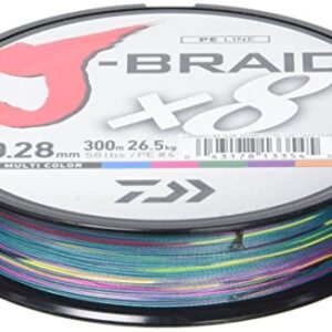 Daiwa J-Braid X8, Multicolor, 0,28 mm, 300 m, hochwertige Angelschnur für verschiedene Gewässer