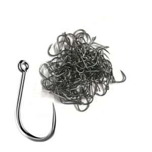 Hochwertige Angelhaken aus Karbonstahl, 100 Stück im Set, ohne Widerhaken, ideal für Angeln in Flüssen, Seen, Ozeane und Teichen