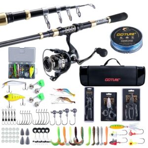 Komplett Angelset für das Angeln, einschließlich Teleskop-Angelrute, Stationärrolle, Angelschnur und Köderbox