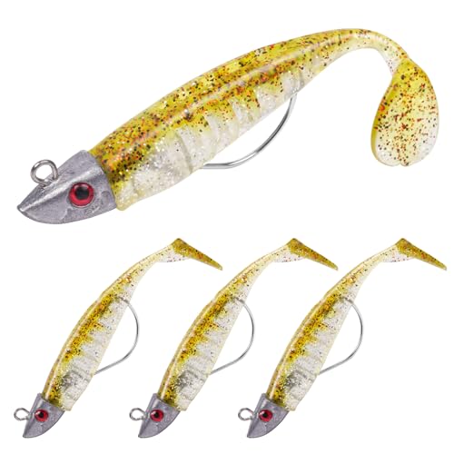 Gummiköder Set mit Jigkopf für Forelle, Zander und Barsch - Kunstköder Hecht Köder Süß & Salzwasser Angel Ausrüstung Männer Angel Geschenke