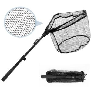 Faltbarer Kescher für Angel-Aktivität, 90cm Teleskop-Kescher für Forellenangeln, Karpfen, Salmon, Catfish, Bass