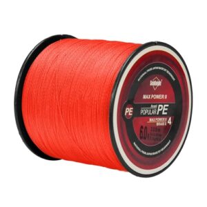 Geöffnete Spule mit geflochtenen Angelschnur, 4 Stränge, 300-1000 Meter lang, für Langstrecke und starke Multifilament-PE-Draht geeignet, ideal für Salzwasser-Angeln, Robuste Konstruktion bis 36.3 kg