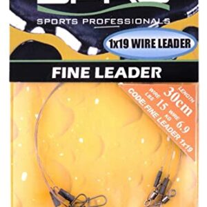 Zwei Stahlvorfächer in blauer Tarnfarbe mit goldenem Griff, ideal für das Spinnfischen auf Hecht.