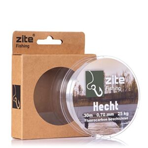 Zite Fishing Fluorocarbon Vorfach-Schnur für Hecht-Angeln, monofile Angelschnur mit Beschichtung 0.70mm, 30m Angelschnur zum Spinnfischen