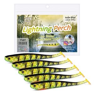 Zite Fishing Gummifische Zander Set - Inzite Shad 12cm diverse Farben, 5 Stück Fängige Gummiköder für Zanderangeln mit UV-Aktiv Licht