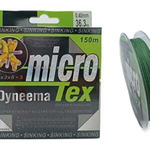 Dyneema-Mikrofasern geflochtene Angelschnur 150 Meter 0,4 Millimeter für fortgeschrittene und Anfänger zum Fischen von Zandern Welsen und Hechten
