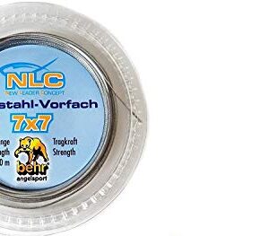 Edelstahlvorfach 7x7, 10 Meter Spule mit Klemmhülsen und gratis Petri Heil! Aufkleber für Stahlvorfächer in professioneller Qualität