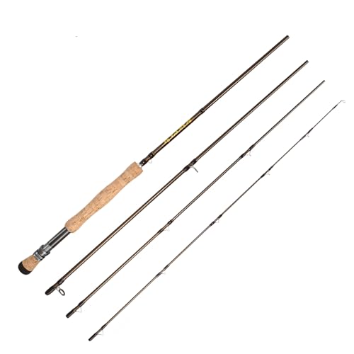 Fliegenfischrute mit Kohlefaser, ideal für verschiedene Schwierigkeitsgrade, Süßwasserbarsch und Forelle, hochwertiger Kohlefaser-Rohling, mittelschnelle Aktion, bequemer Korkgriff, präzise Kontrolle