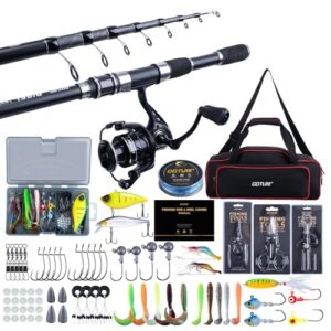 Goture Angelset mit Teleskop-Angelruten, 24T Carbon, 1,8m Angelrute Set Komplett für Salz-/Süßwasser, Reisen
