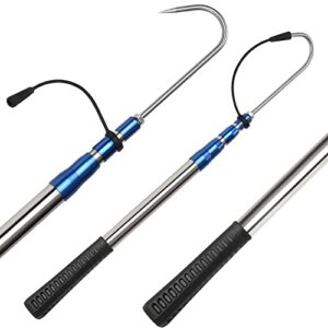 Teleskop Gaff Haken, Teleskop-Fischgaffel mit Edelstahl-Seeangel-Speerhakengerät für Salzwasser-Offshore-Eiswerkzeug 130cm